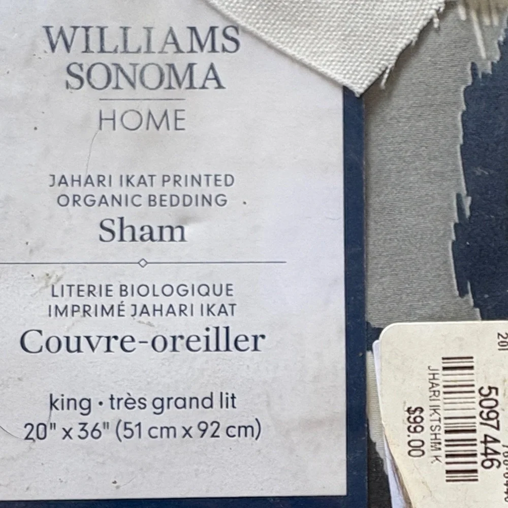 NWT Williams Sonoma Jabari Ikat Organic Pillow Sham -